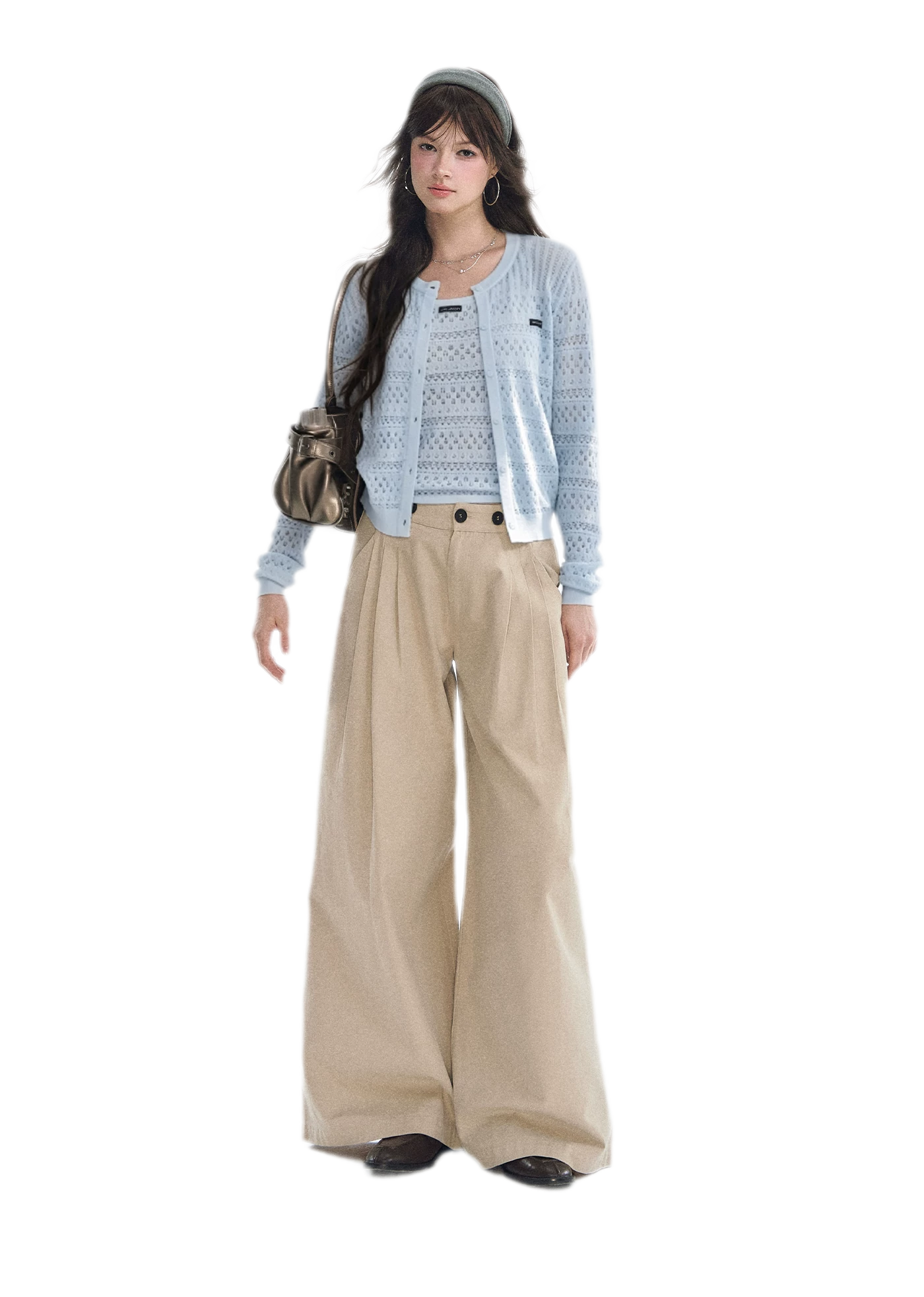 Openwork Cropped Knit Set