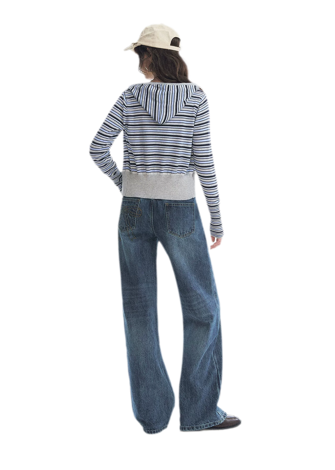 Washed Bow Embroidered Jeans