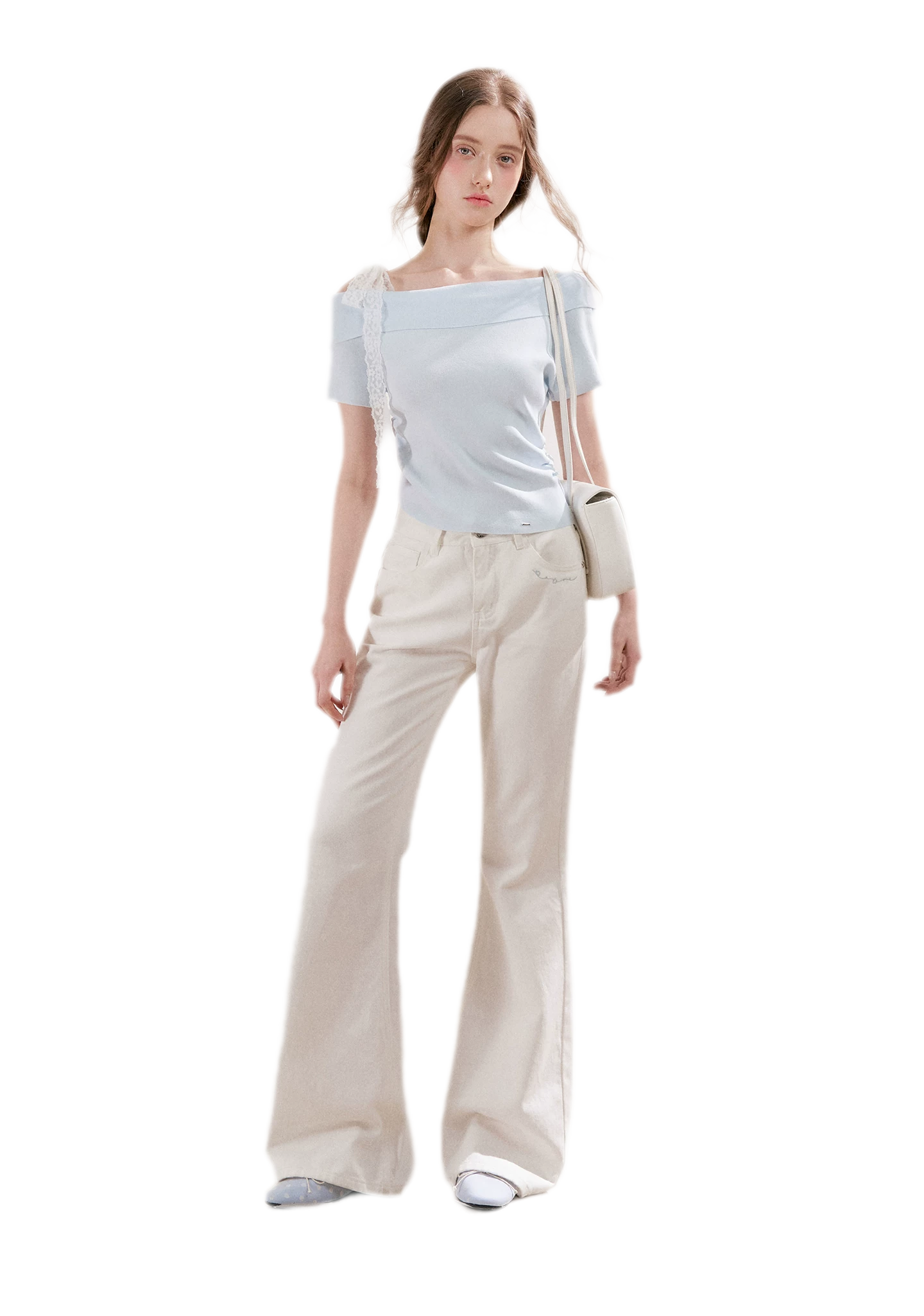 Lace Trim Ruched Knit Top