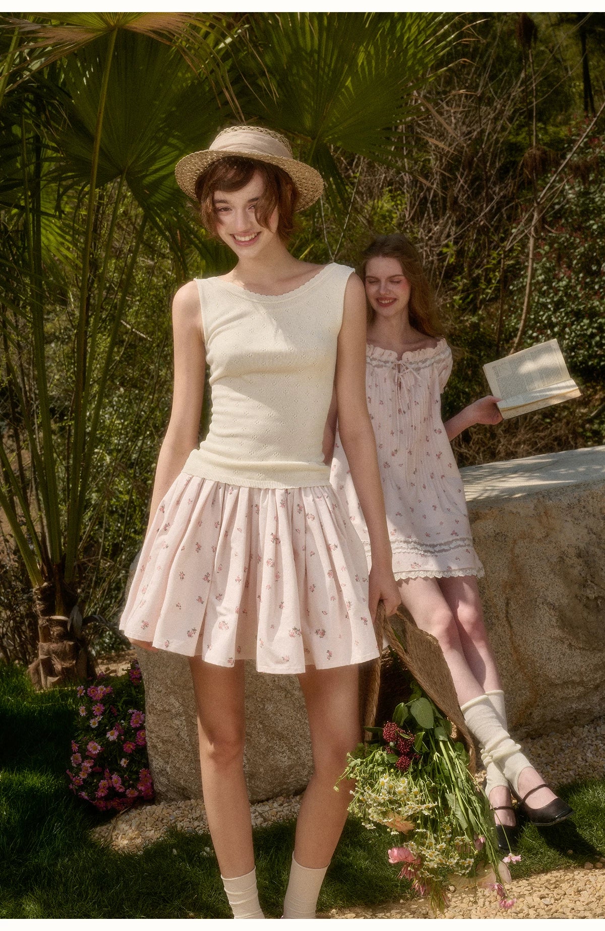 Babydoll Floral Babypink Short Skirt