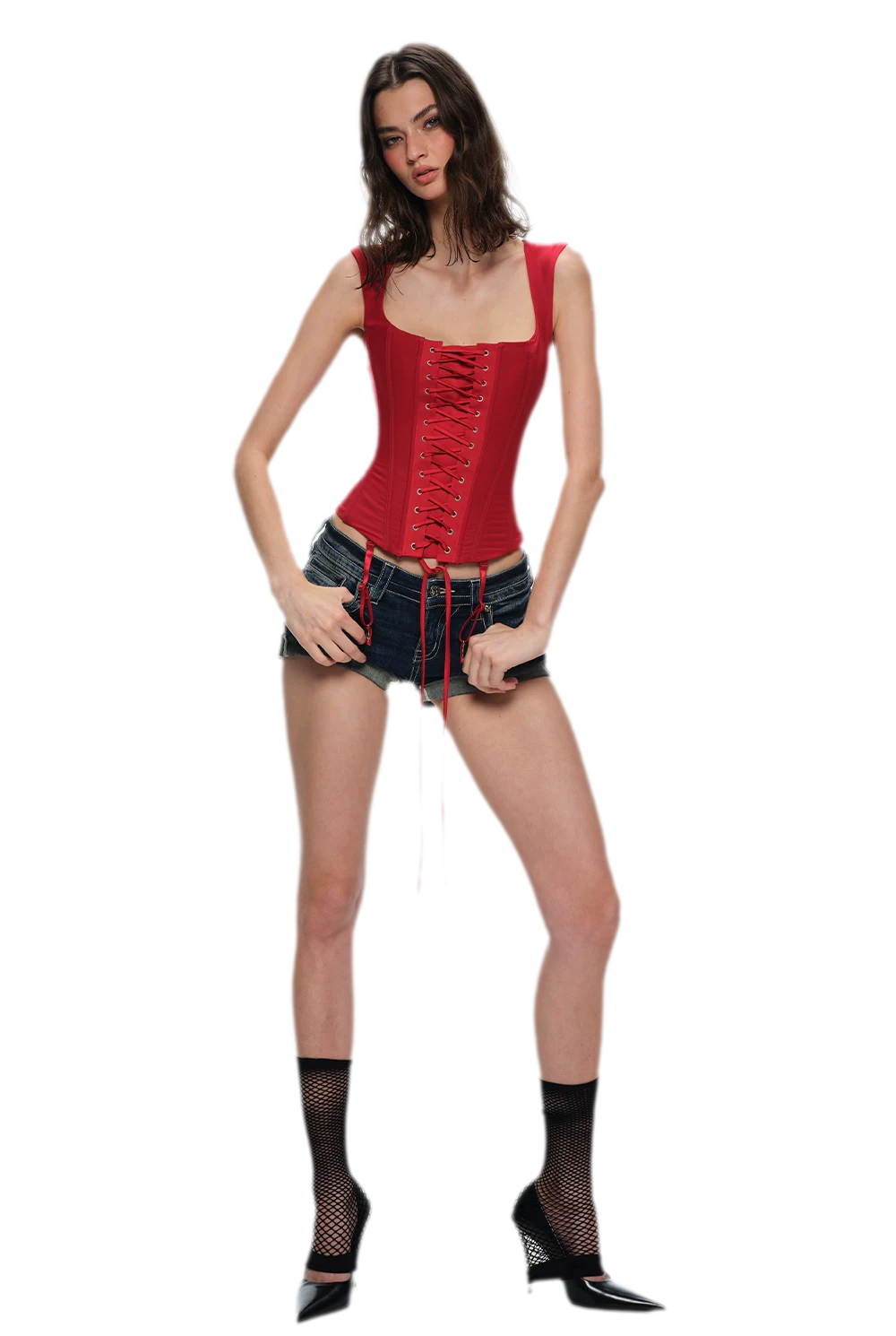 Lace-Up Boned Cropped Corset