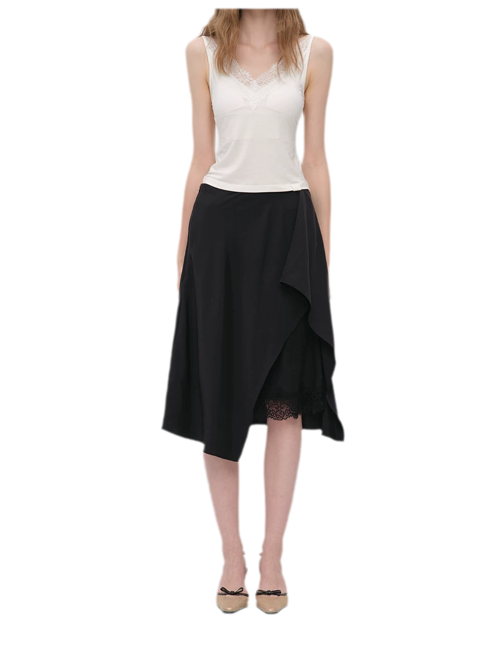 Silky Draped A-Line Skirt