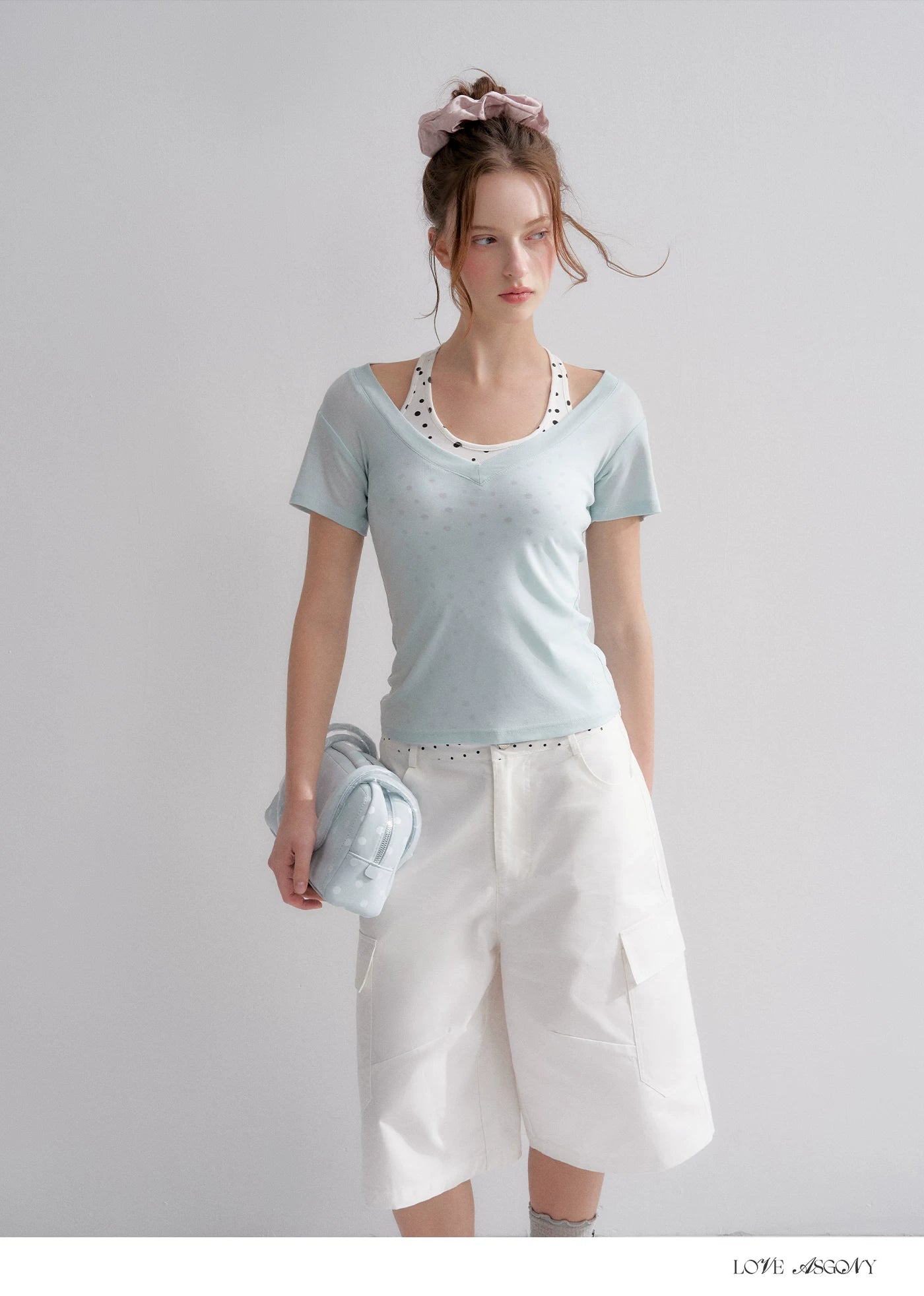 Blue V-Neck Slim Fit Short Sleeve T-Shirt