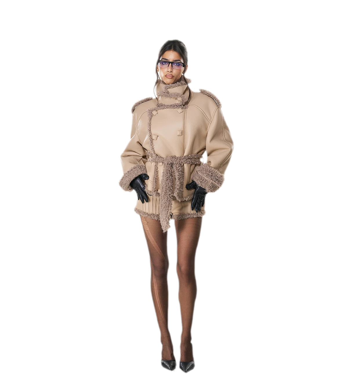 Reversible Fur Leather Cropped Jacket