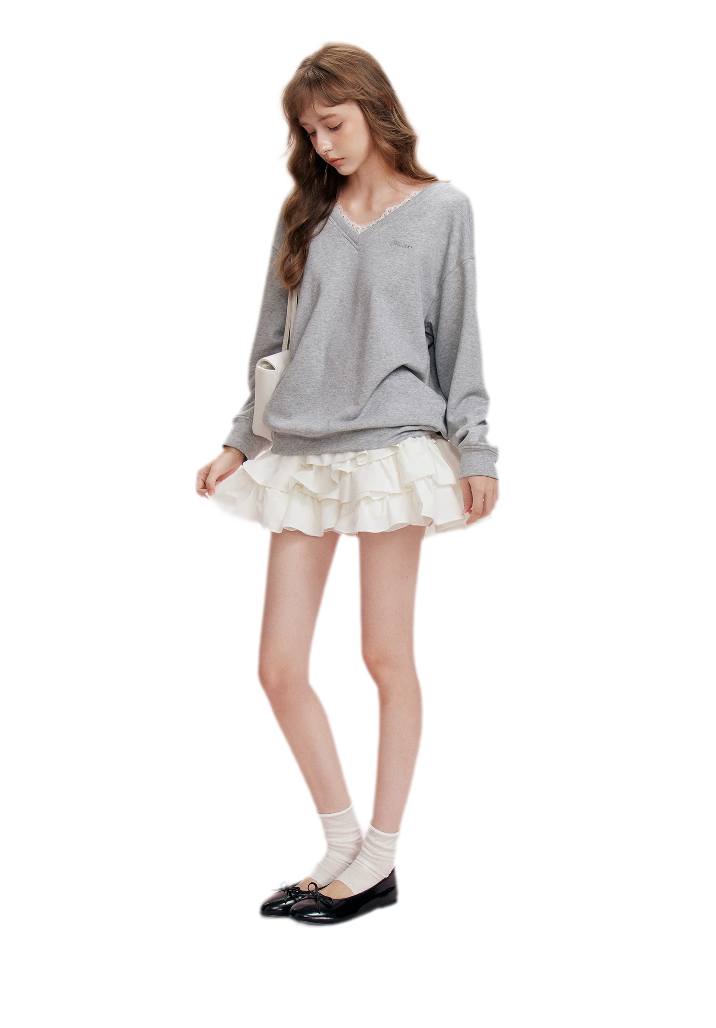 Lace Trim Back Cutout Pullover