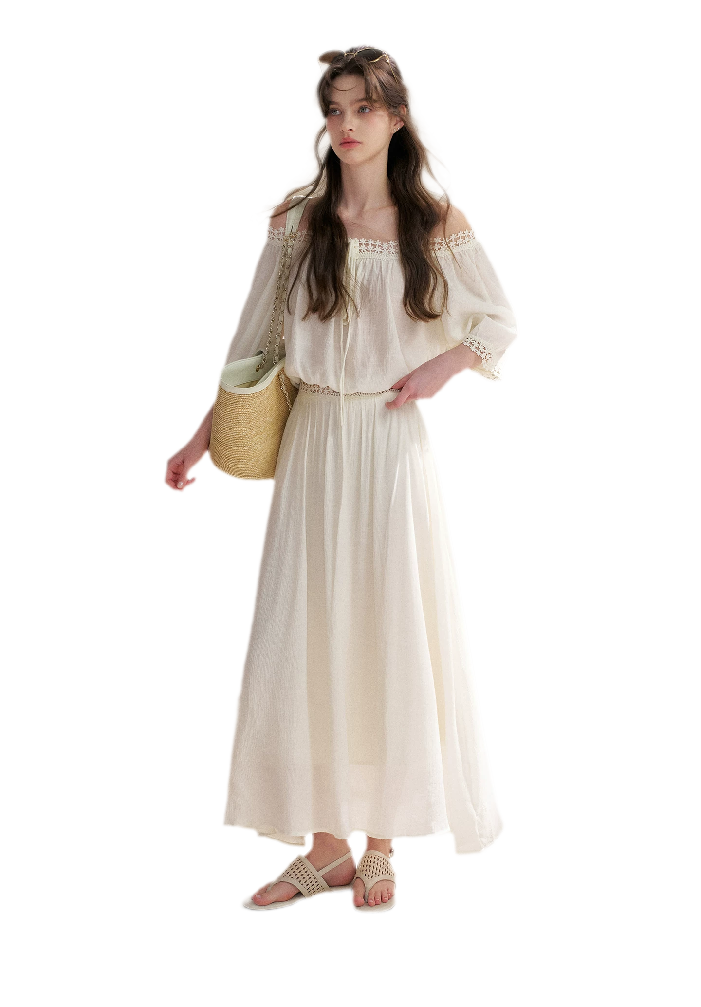 Asymmetrical Lace Off-Shoulder Top & Skirt Set