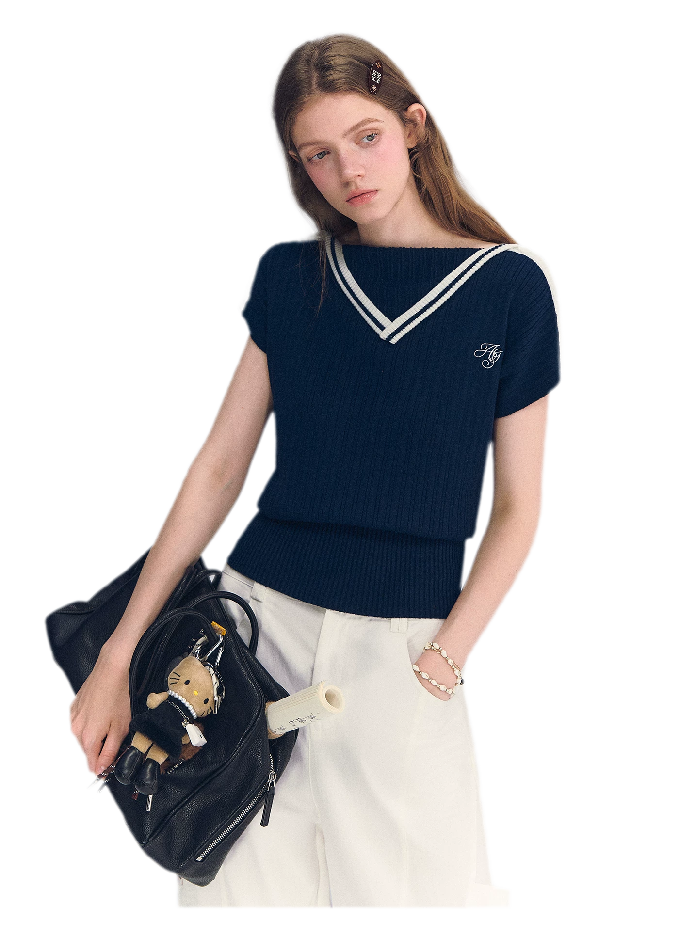 Contrast Trim Knit Top