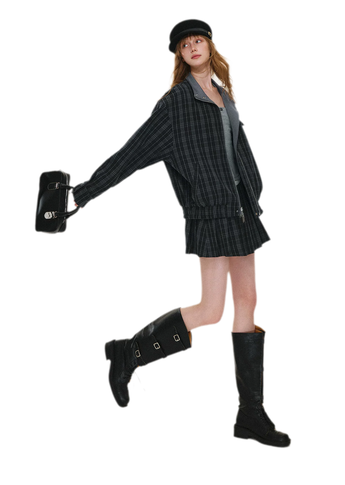 Reversible Plaid Boxy Jacket