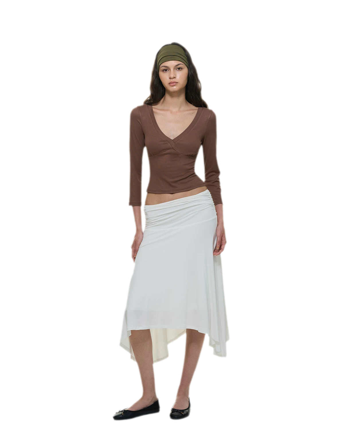 Crossfront Ribbed V-Neck Top