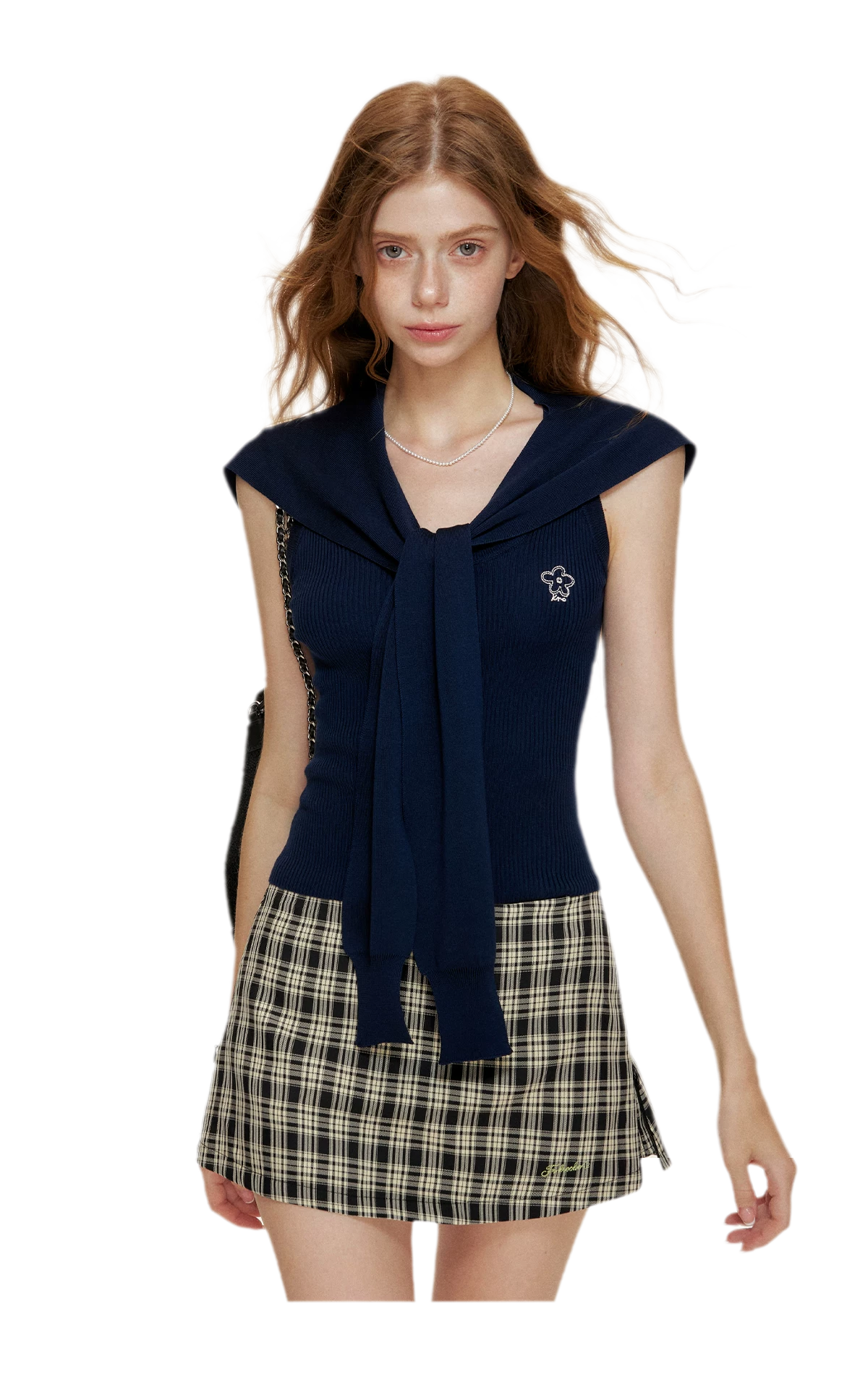 Soft Tencel Navy Shawl Tank