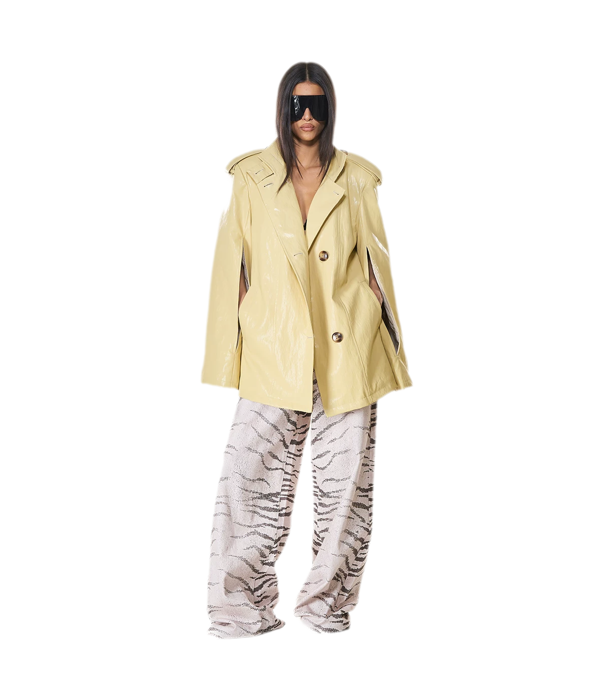 Glossy PU Cape Coat