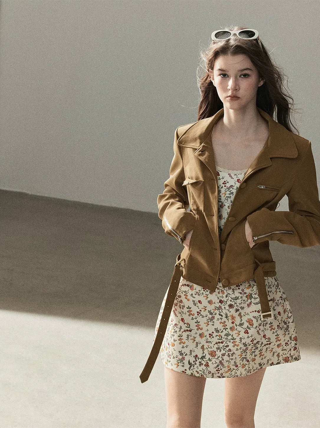 Soft Suede Cropped Utility Jacket