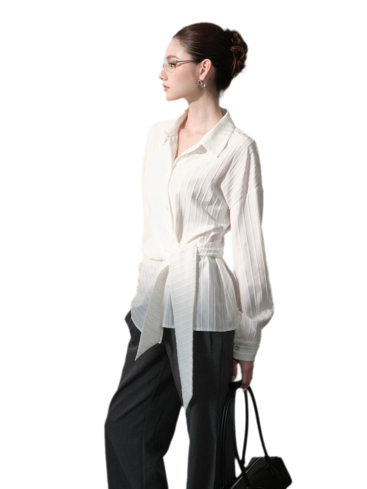 Vertical Striped Tie-Waist Shirt