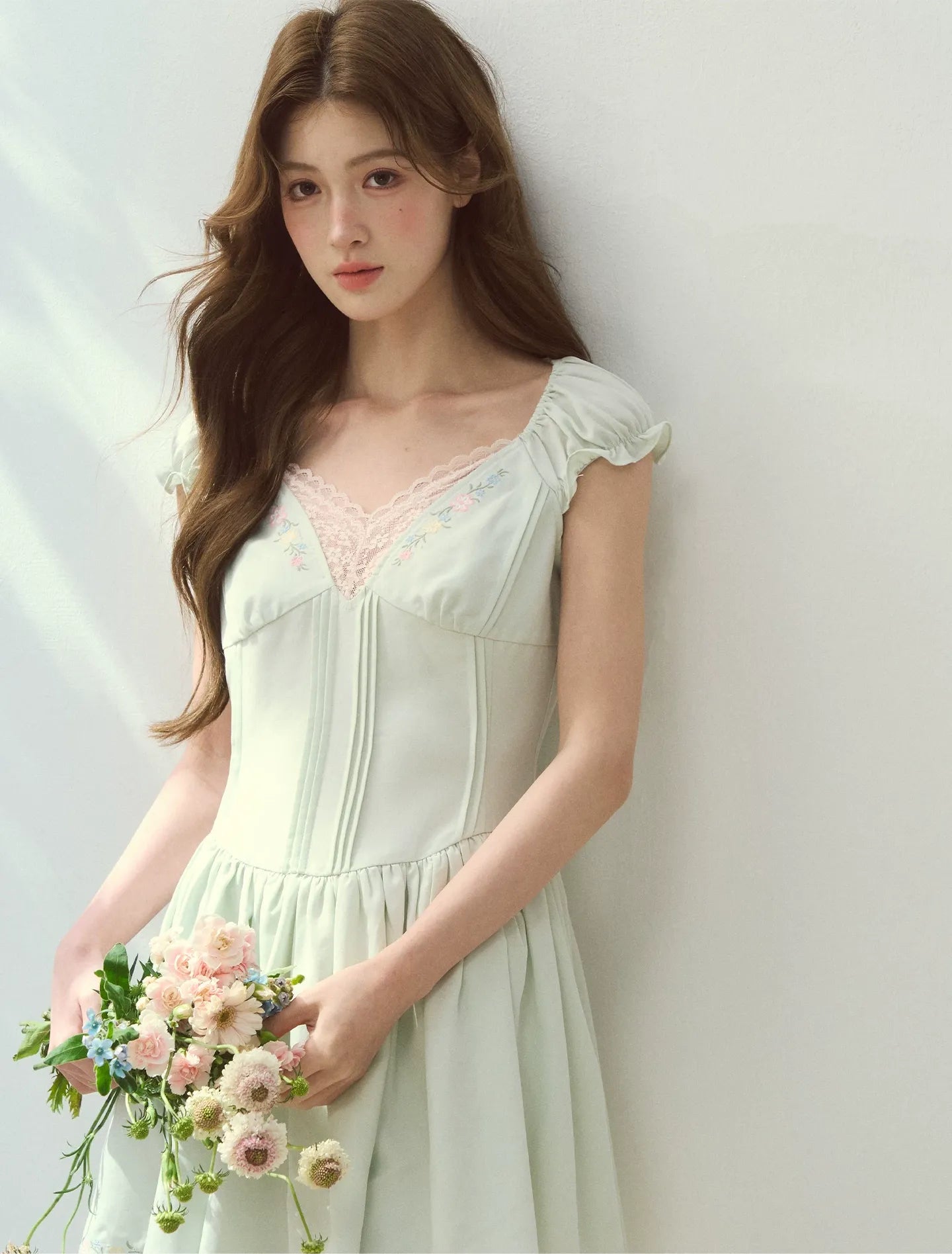 Lyocell Embroidered A-Line Dress