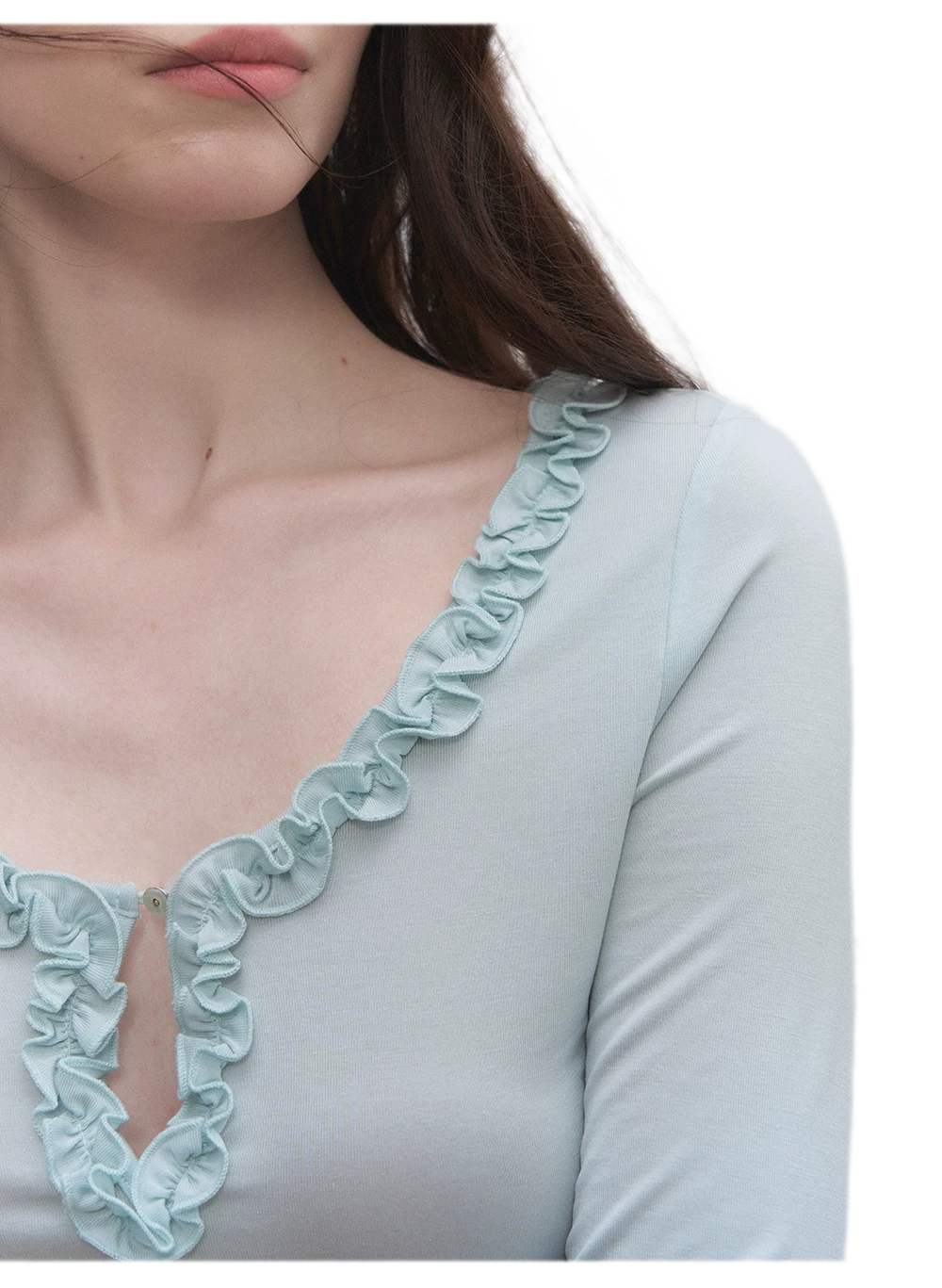 Ruffled Neck Stretch Tee