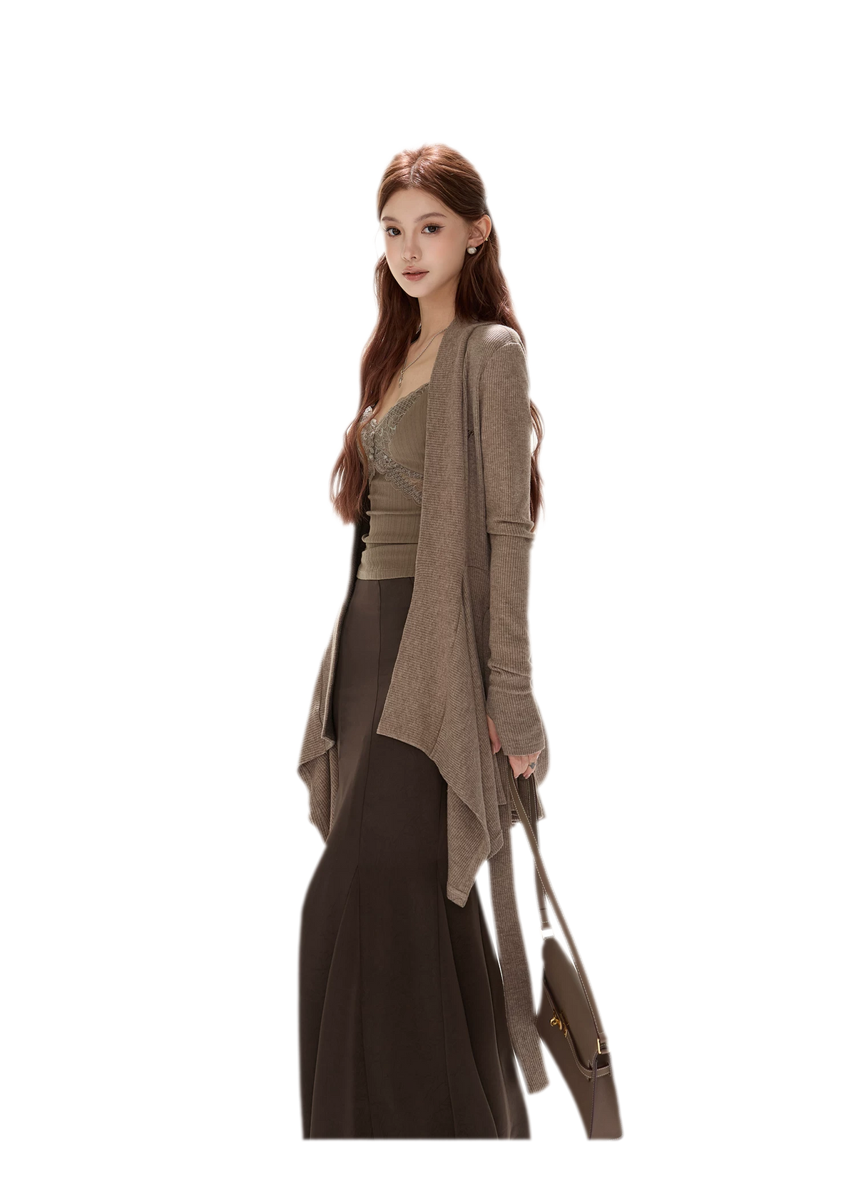 Matte Drape Irregular Hem Cardigan