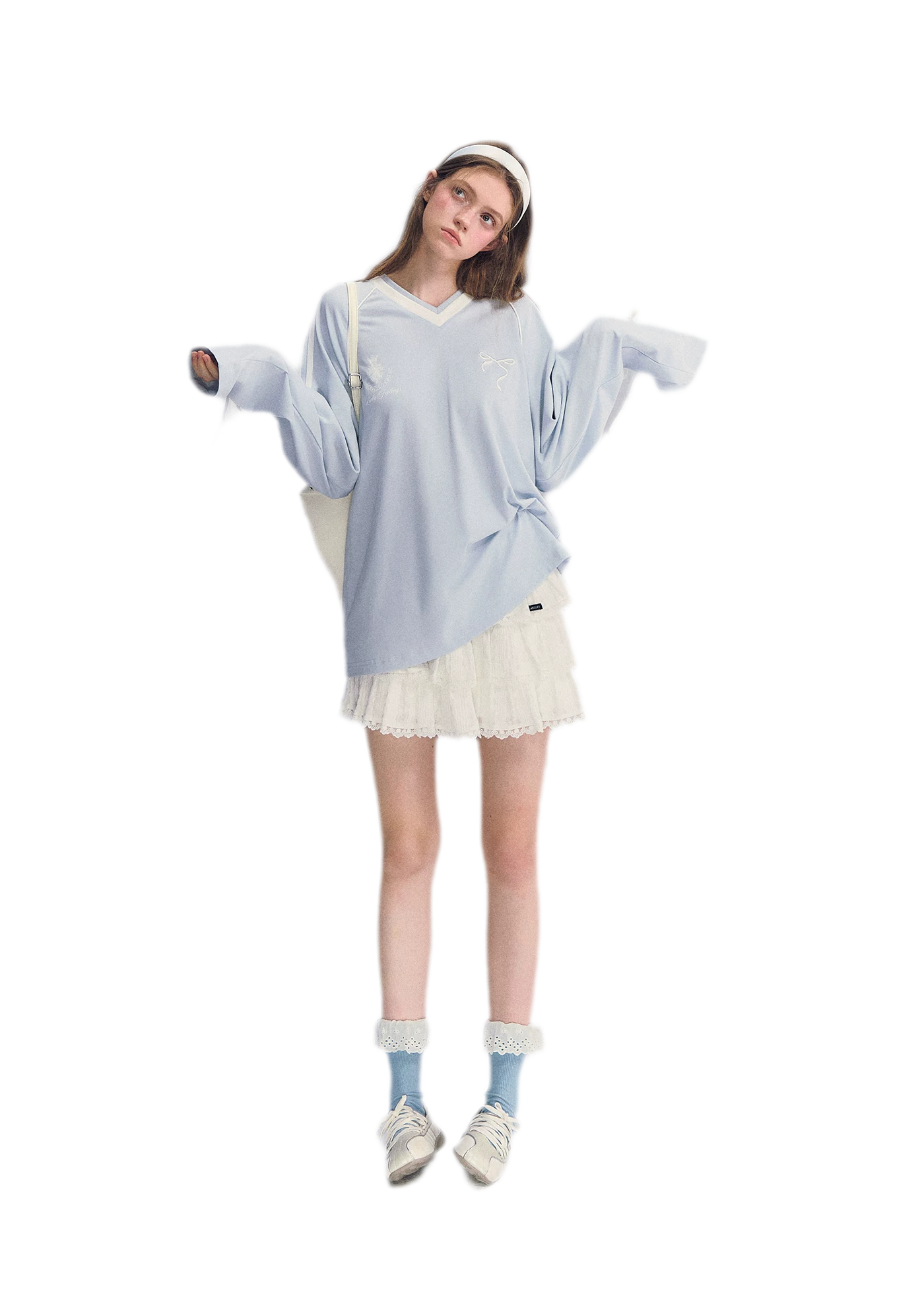 Colorblock Bow Embroidered Tee