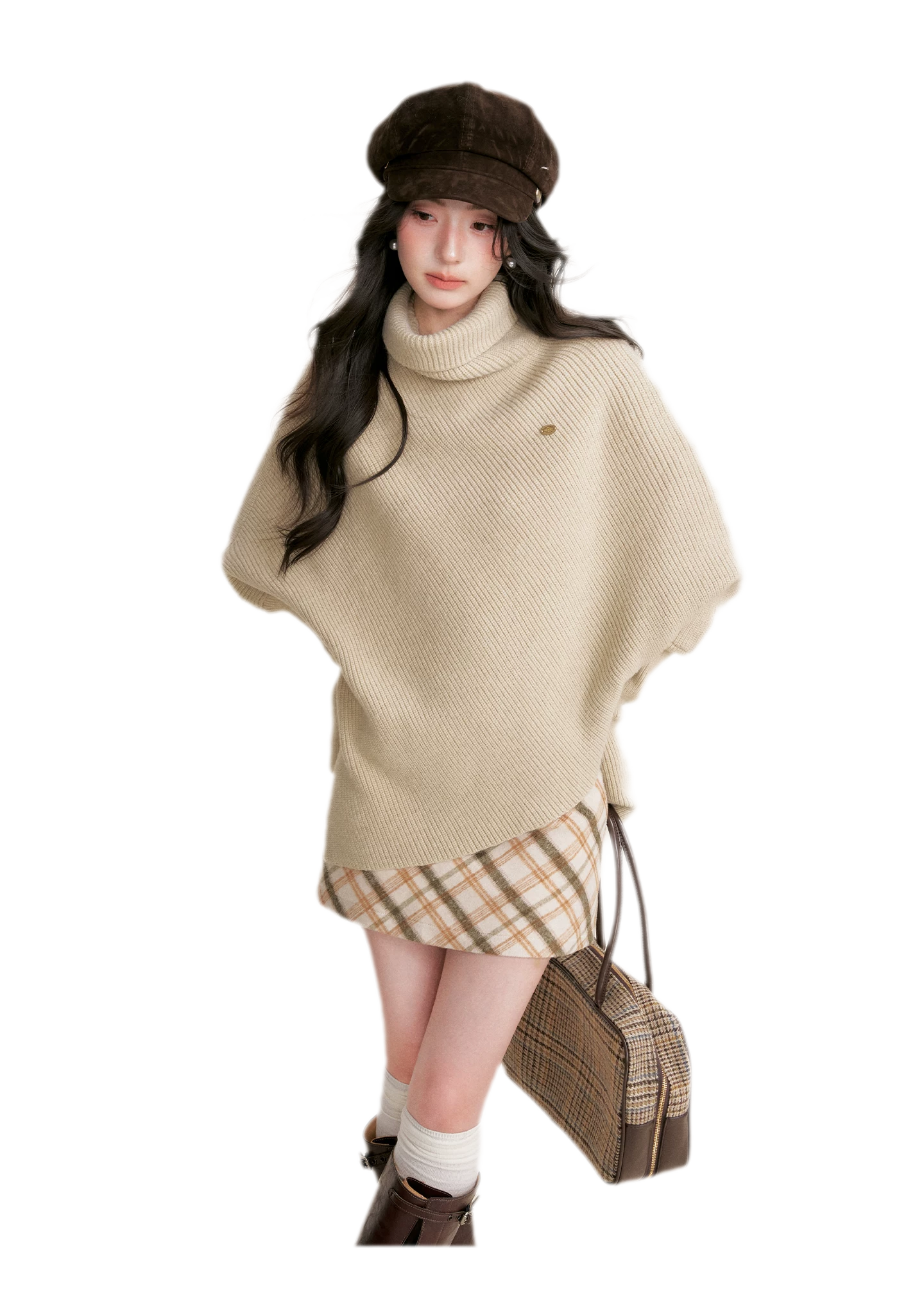 High Neck Poncho Sweater