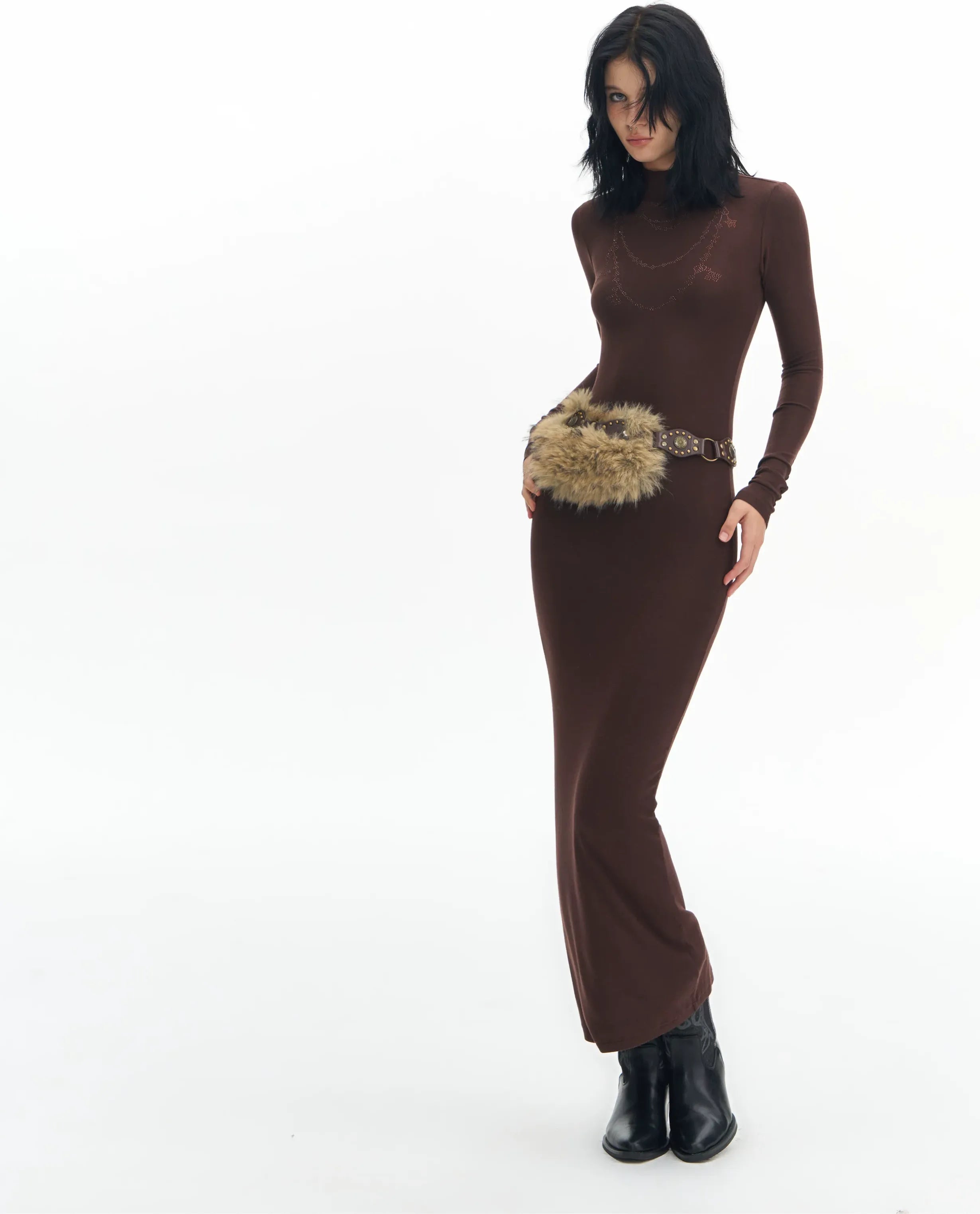 Rhinestone Slim Knit Dress