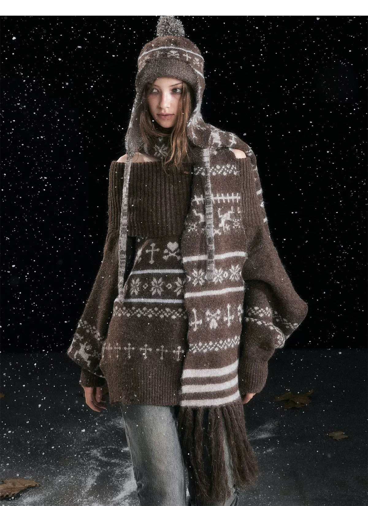 Fair Isle Ear-Flap Knit Hat