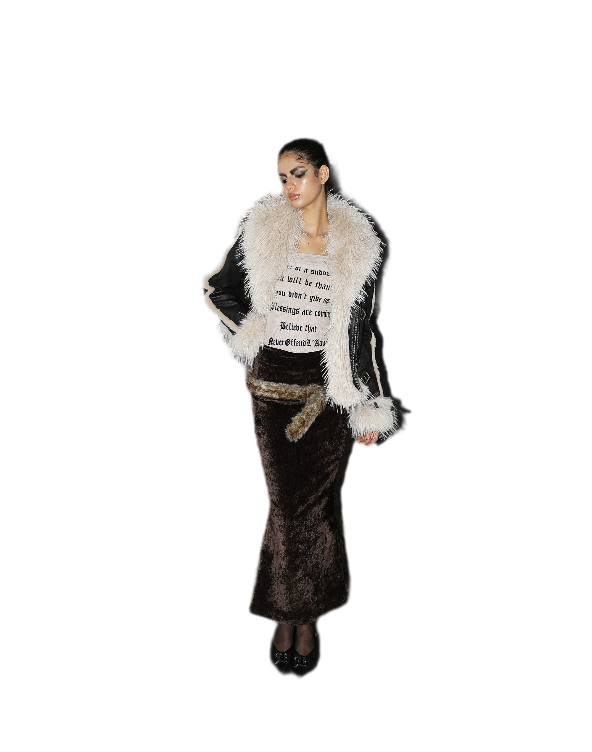 Gradient Faux-Fur Belt