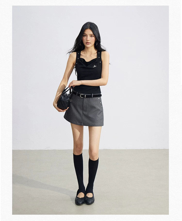 Star Pleated Sleeveless Top