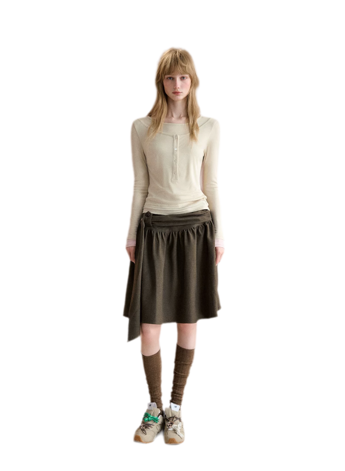 Contrast Cuff Layered Long-Sleeve T-Shirt