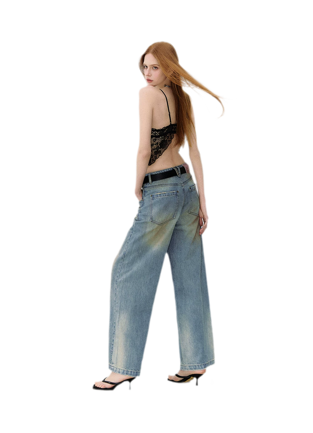 Denim Halter Top and Wide-Leg Jeans Set