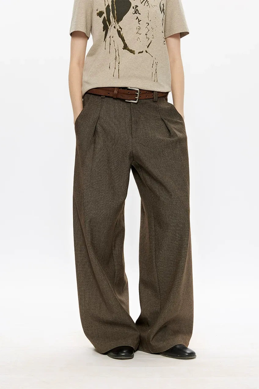 500G Houndstooth Pleated Wide-Leg Pants