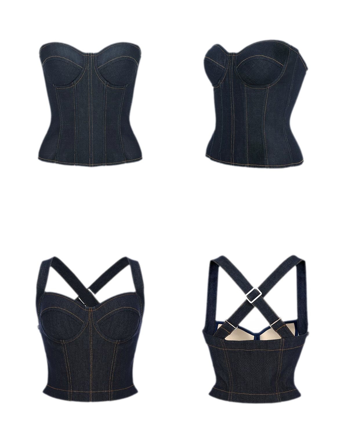 Denim Halter Corset Top
