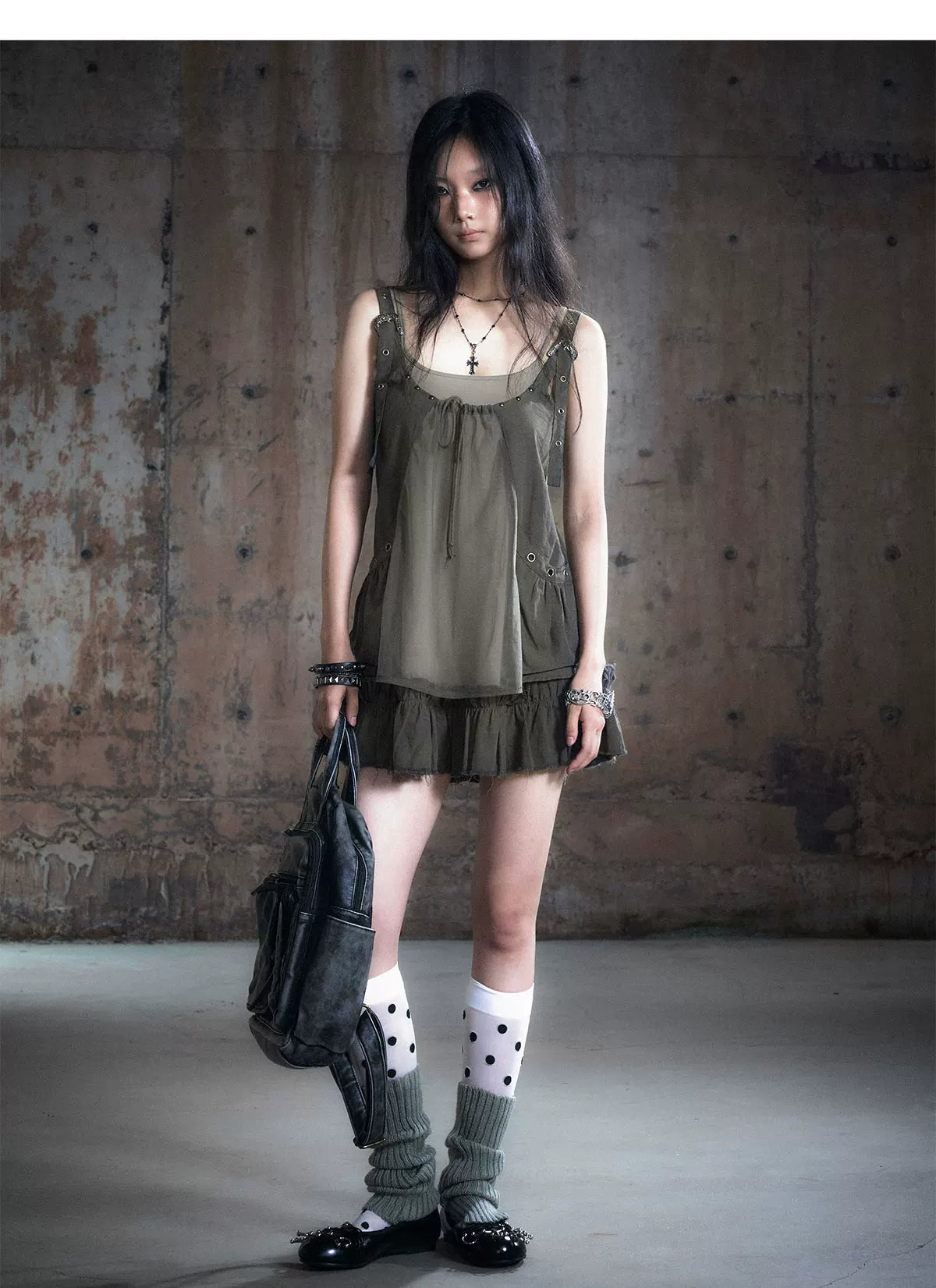 Mesh Layered Strap Dress