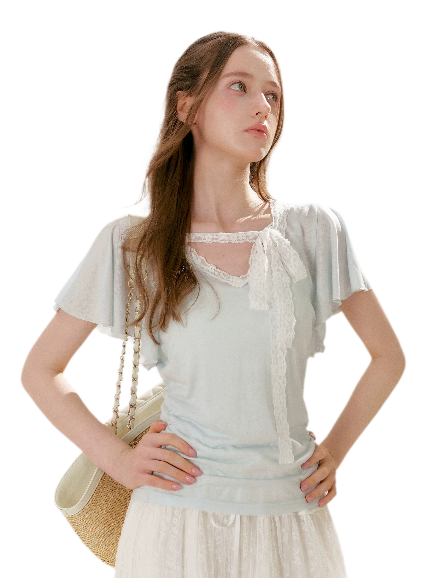 Snowflake Tencel Linen Lace T-shirt