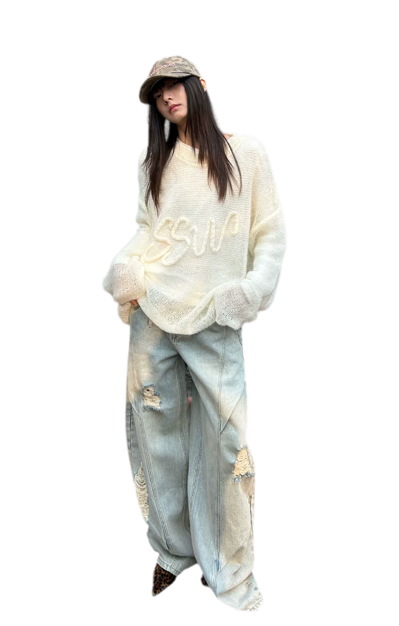 Mohair Openwork Logo Sweater