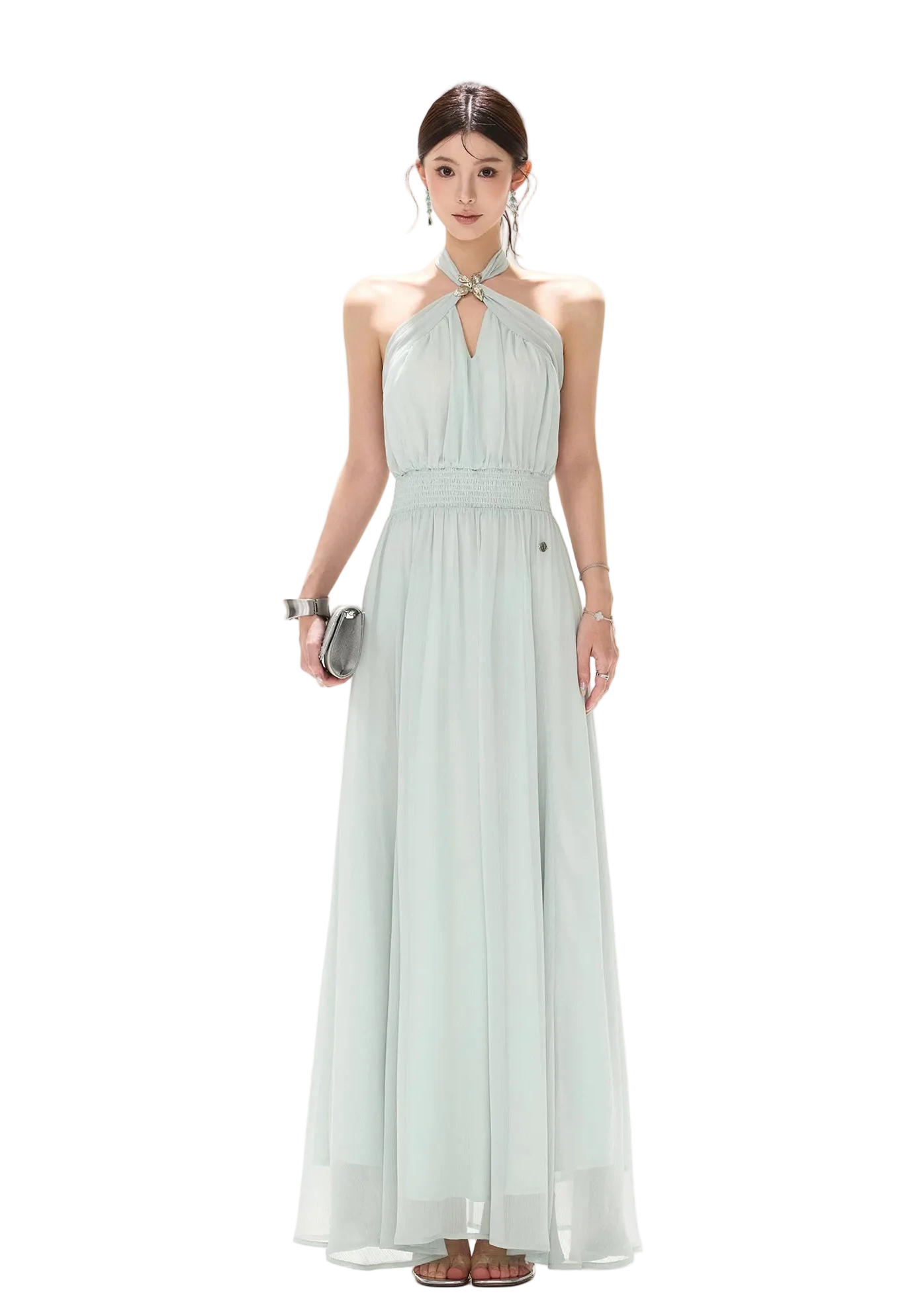 cynr Misty Blue Halter Neck Chiffon Long Dress – CHINASQUAD cynr Misty Blue Halter Neck Chiffon Long Dress – CHINASQUAD