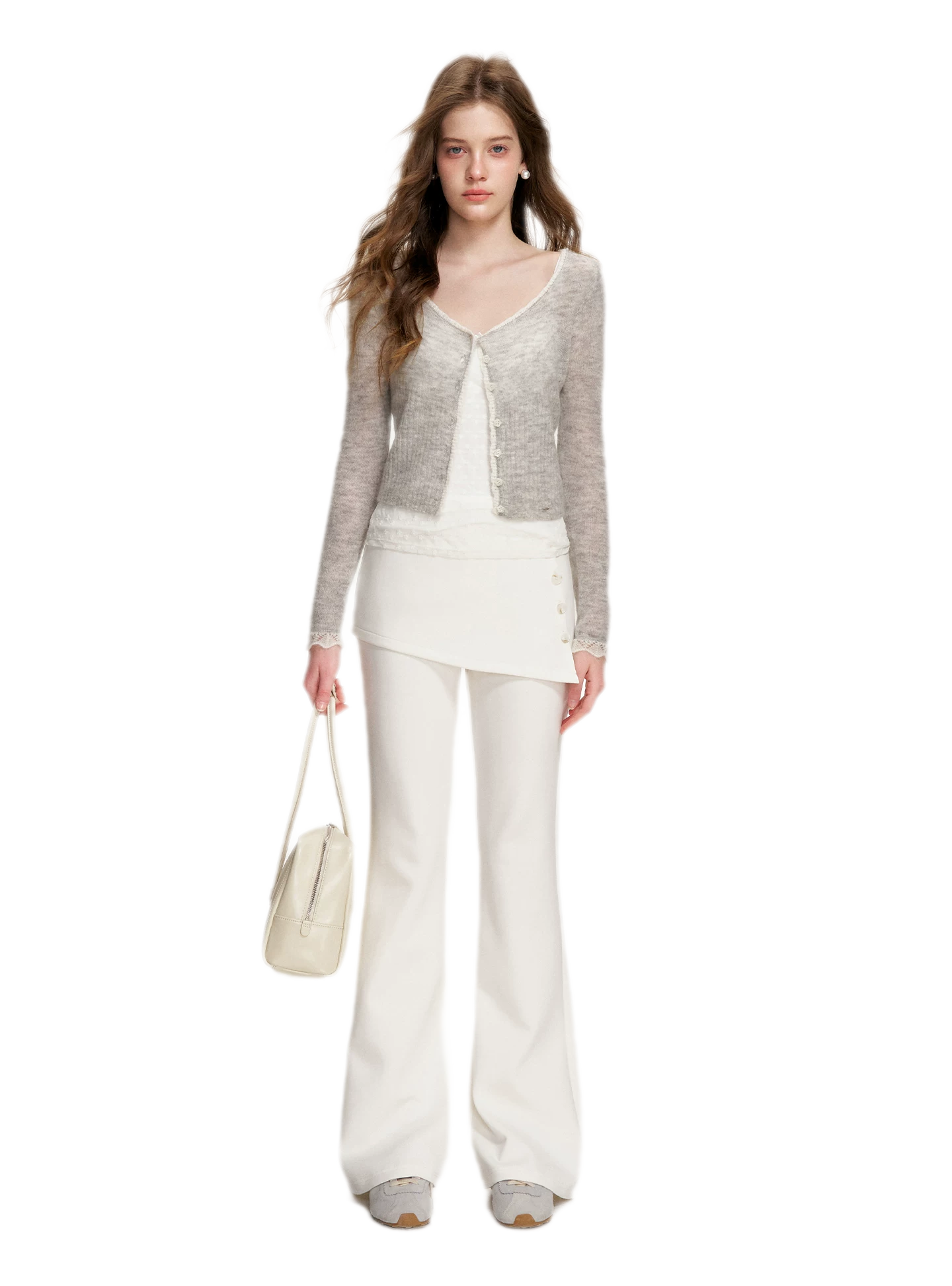 Alpaca Trim Cropped Cardigan