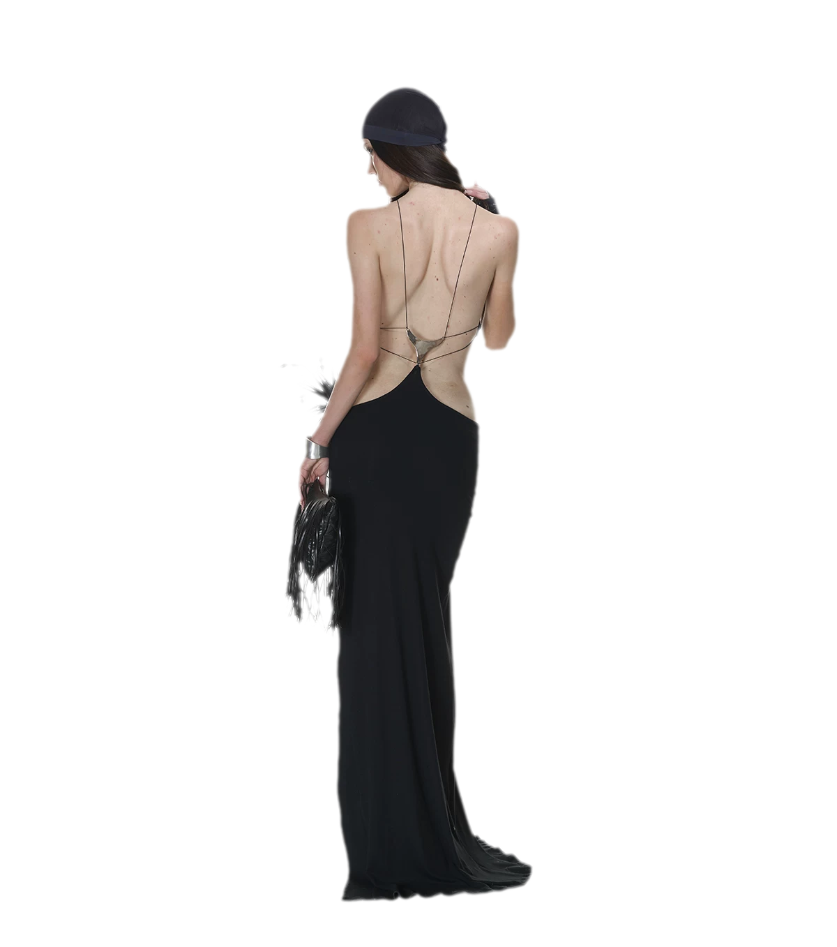 Backless Halter Slit Dress