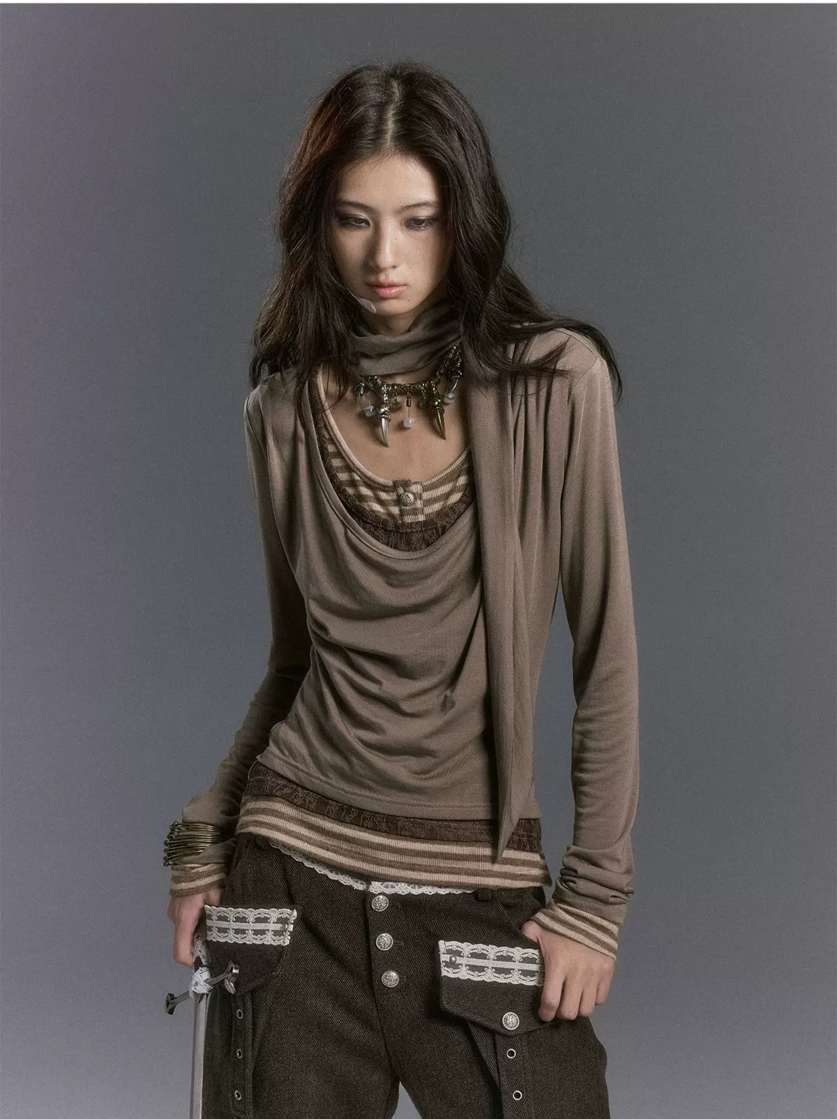 Vintage top met kanten lagen