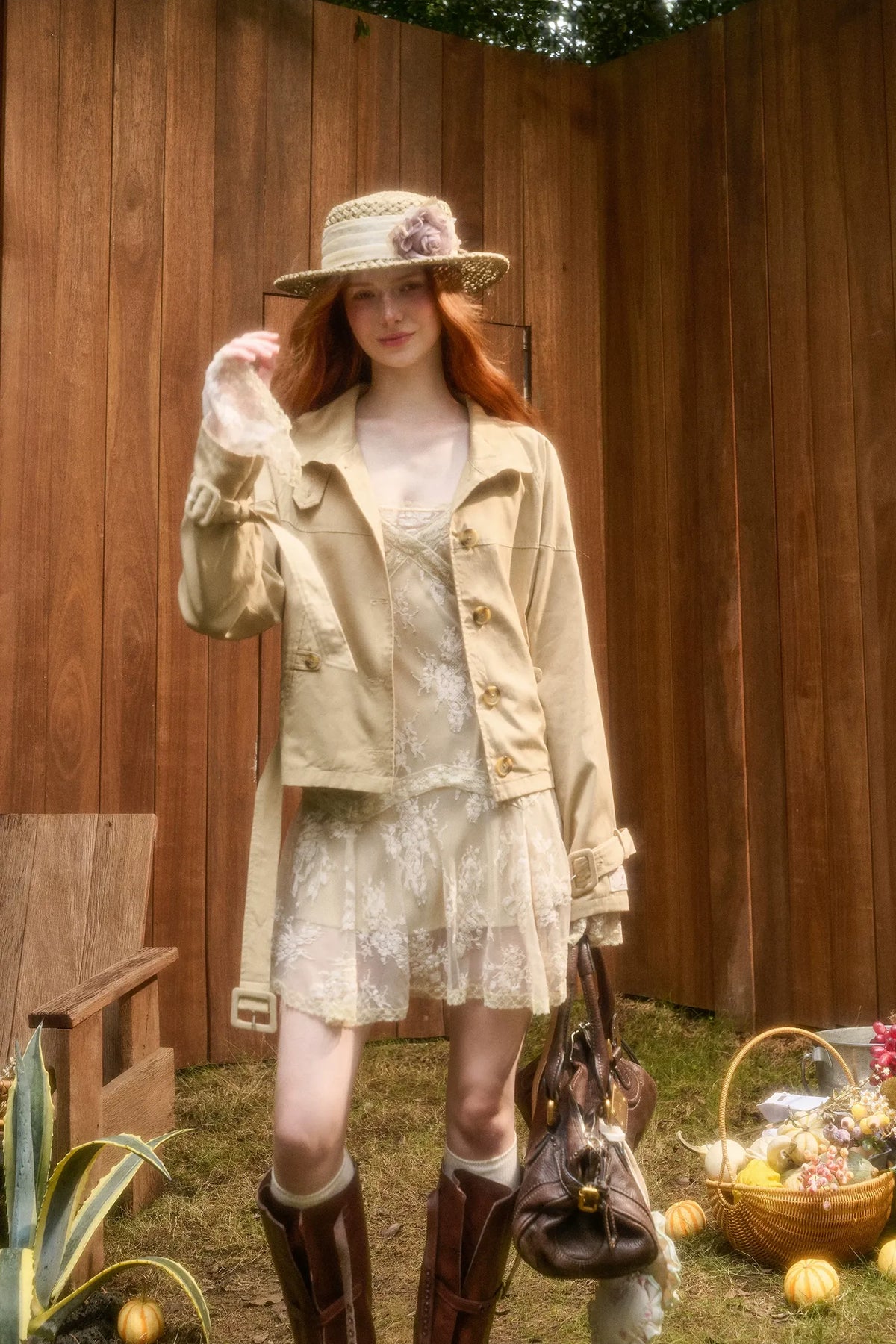 Woven Cropped Trench Jacket