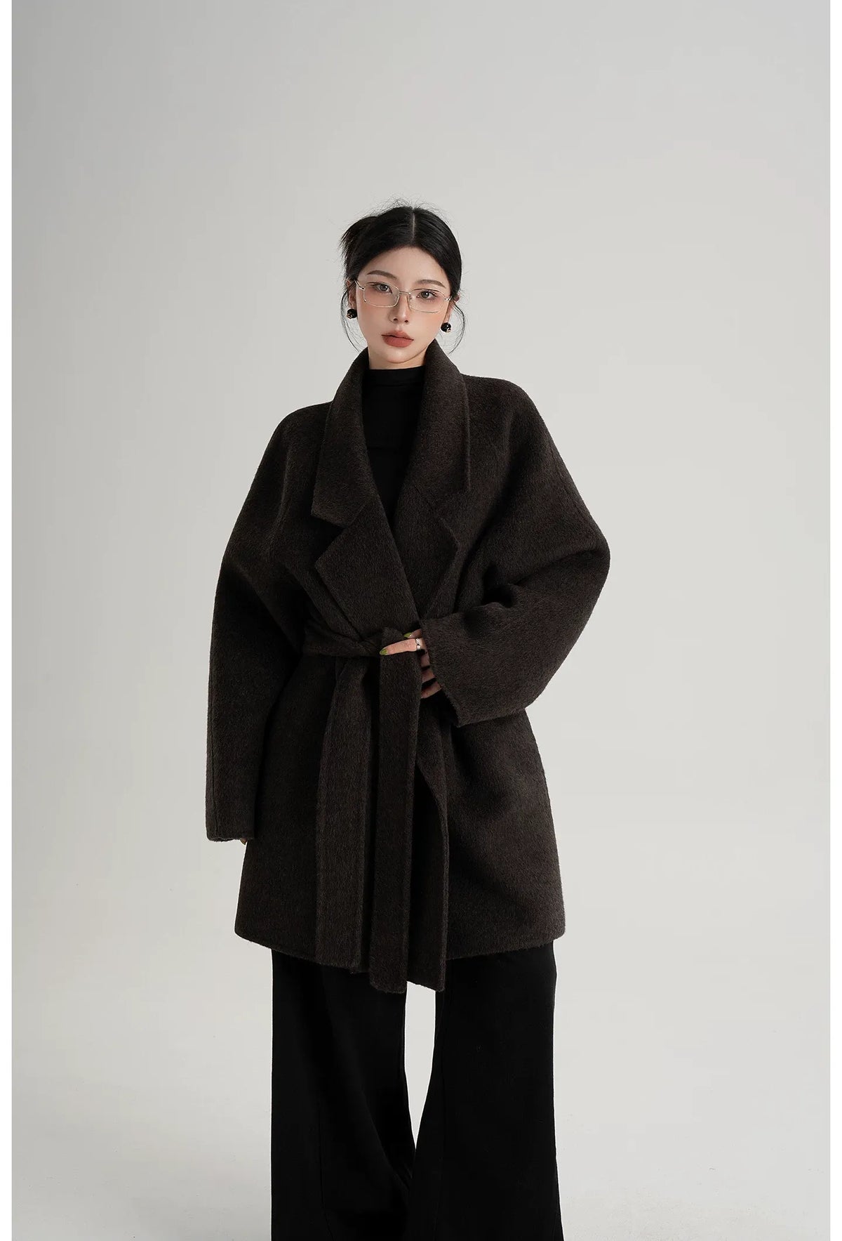 Wool Shawl Collar Wrap Coat