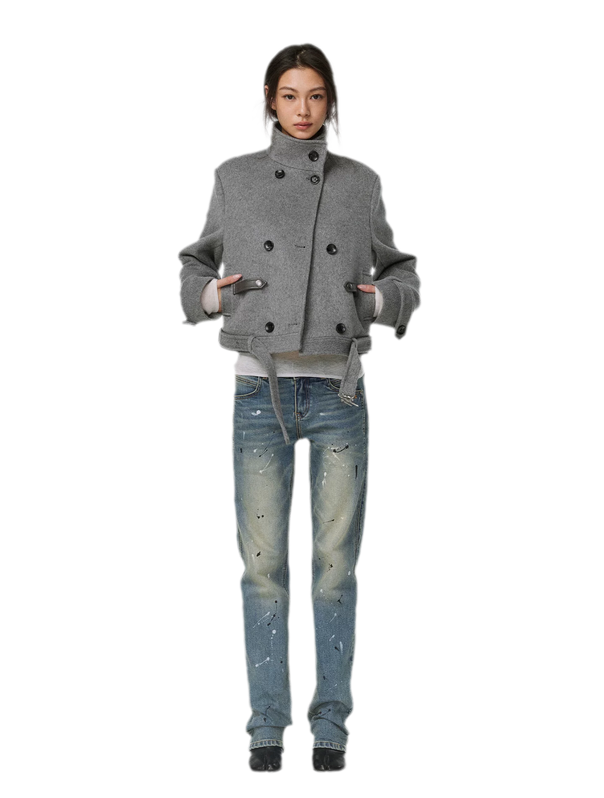 Gewaschene Distressed-Slim-Jeans