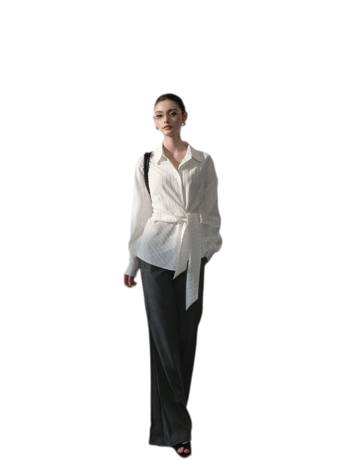 Vertical Striped Tie-Waist Shirt