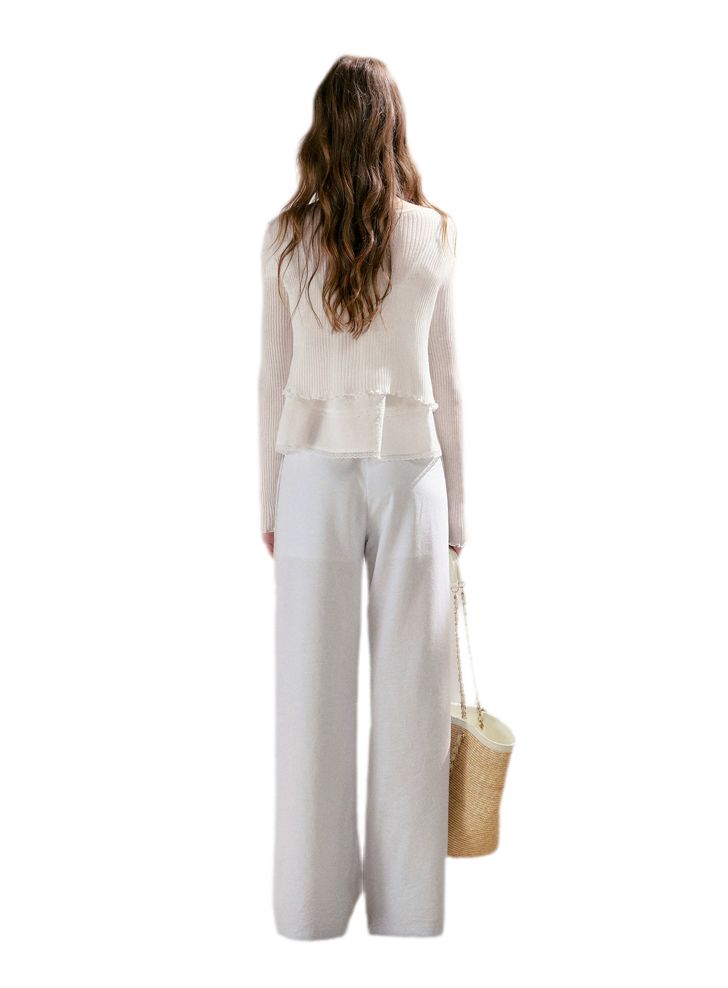 Lyocell Ribbed Tie-Front Cardigan
