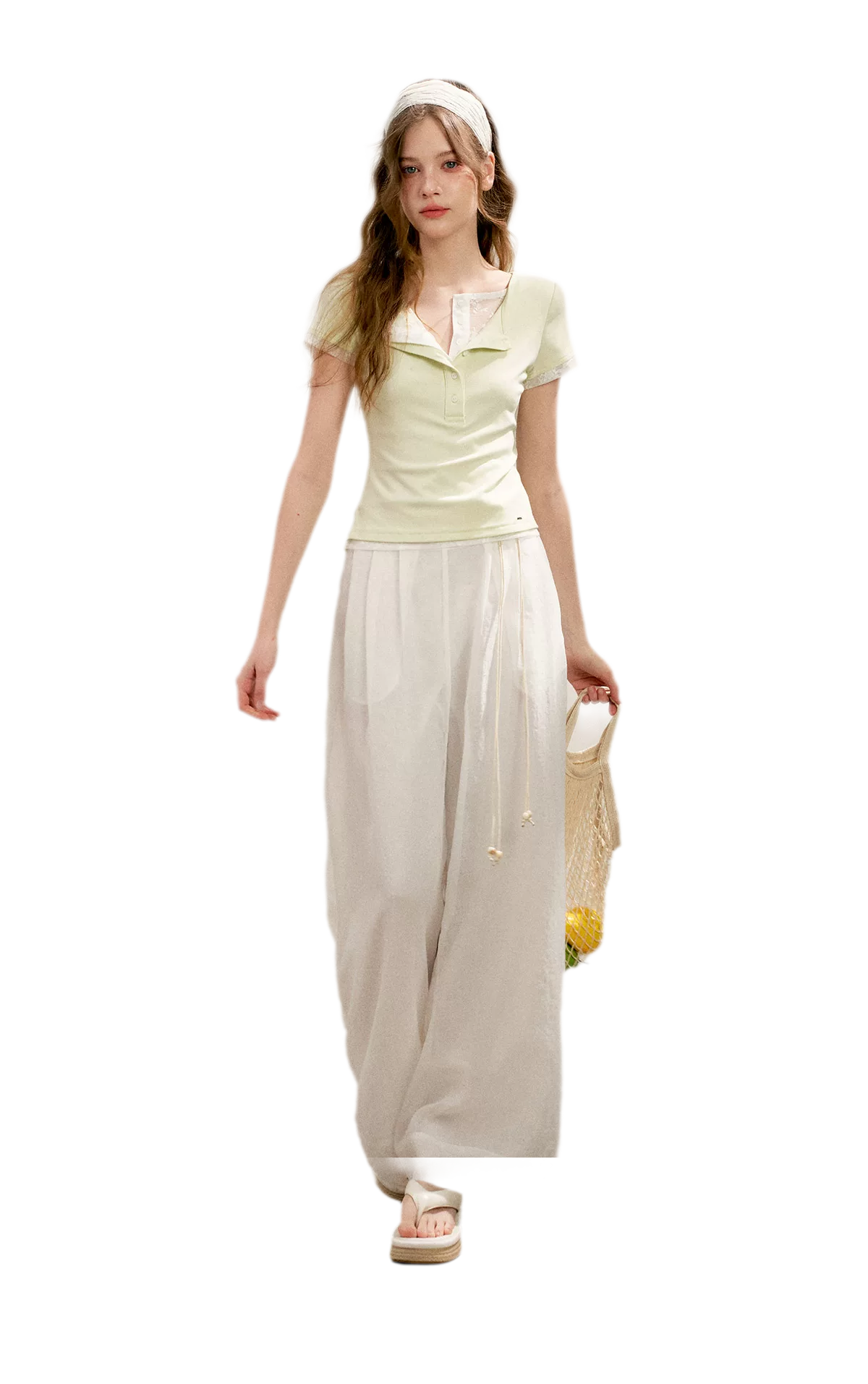 Double-Layer Collar Lace T-Shirt