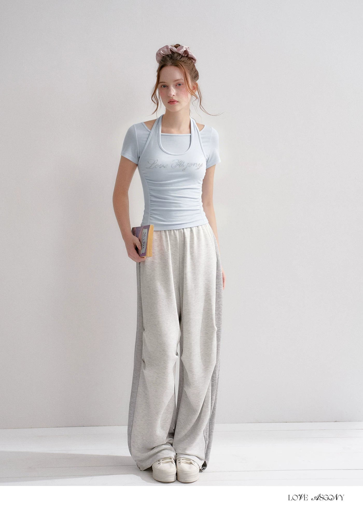 Lyocell Colorblock Drawstring Waist Pants