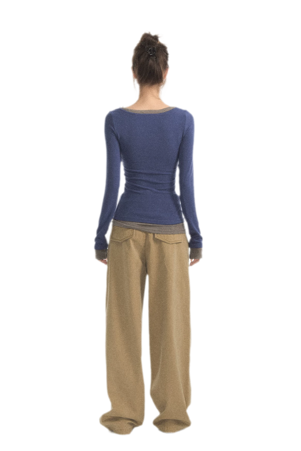 Mehrlagiges Stricktop mit Spitzenbesatz