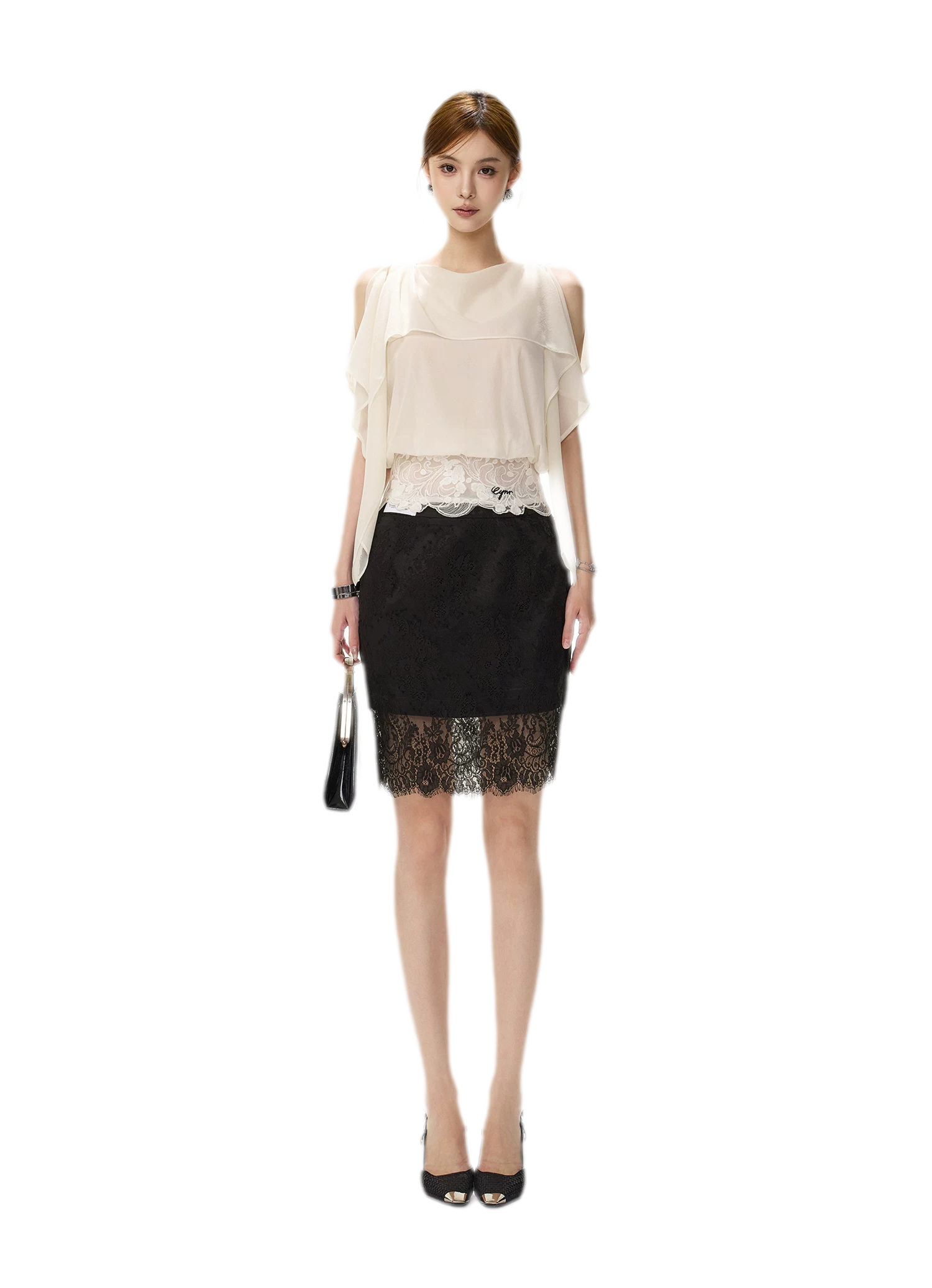 Off-Shoulder Chiffon Blouse