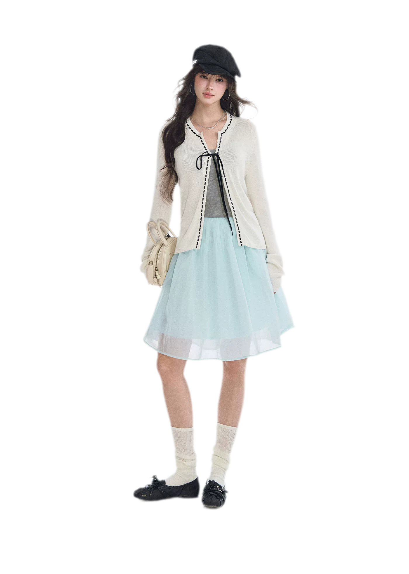 Fine Knit Contrast Trim Cardigan