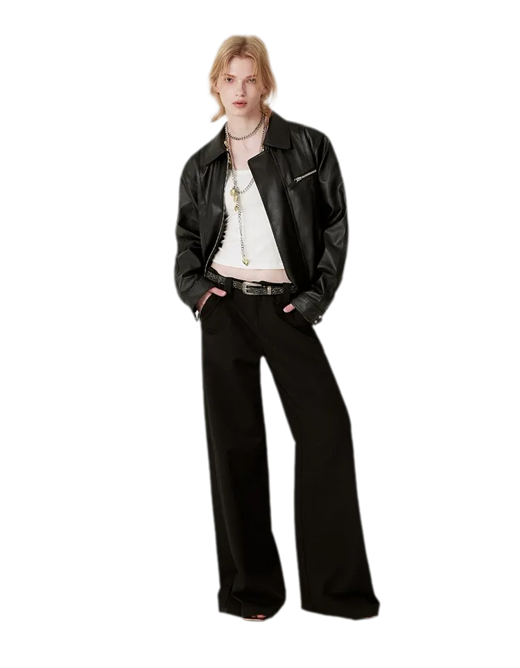 Textured Oversized Leather-Look Jacket