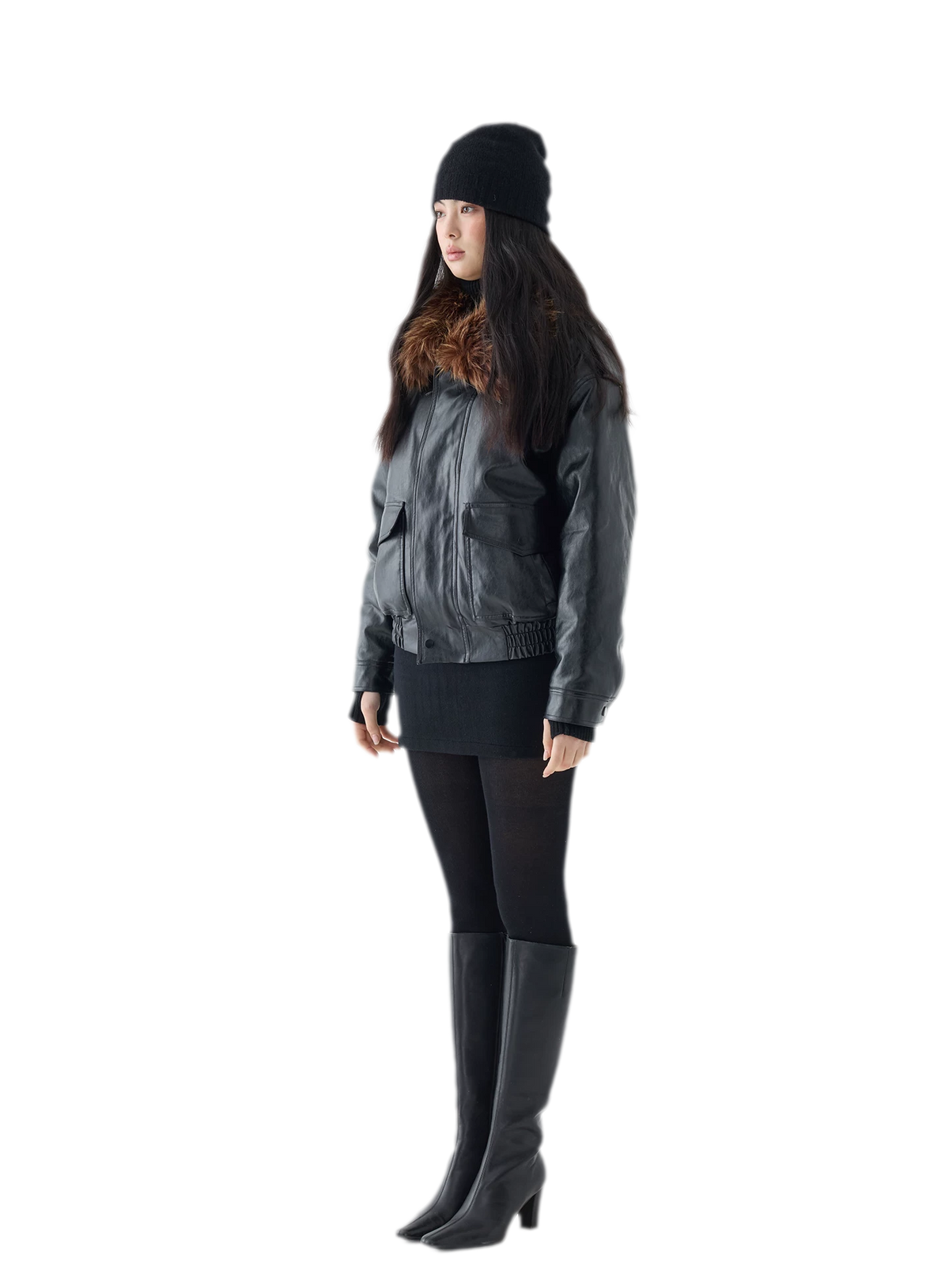 Oil-Wax Cropped PU Jacket
