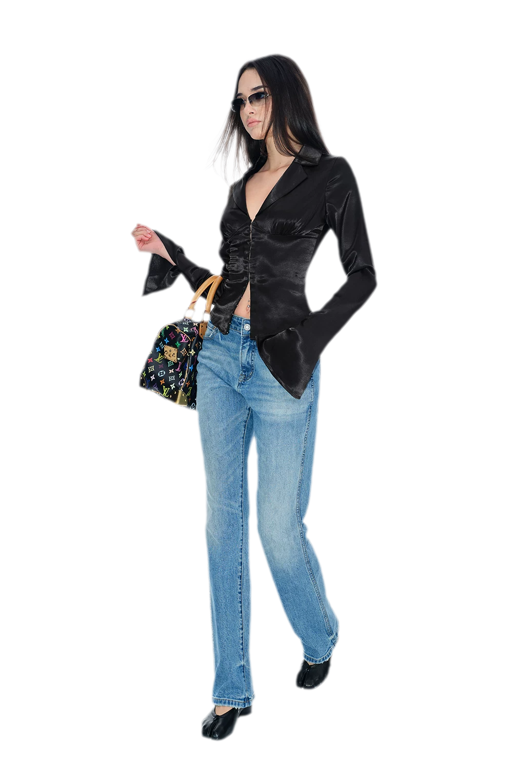 Satin Ruched Waist Blouse